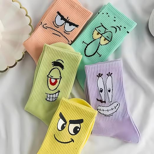 Funny Cotton Socks Set Cotton Socks for Women Men 5 Pairs