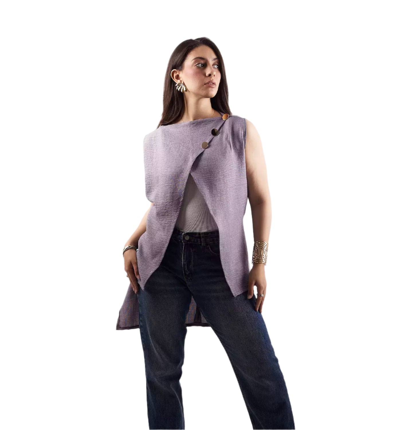 Gray wrap blouse