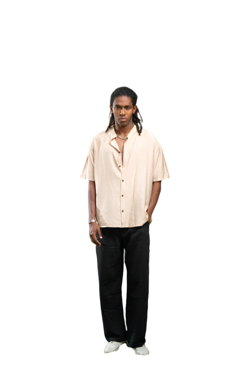 Oversized Short Sleeve Linen Shirt