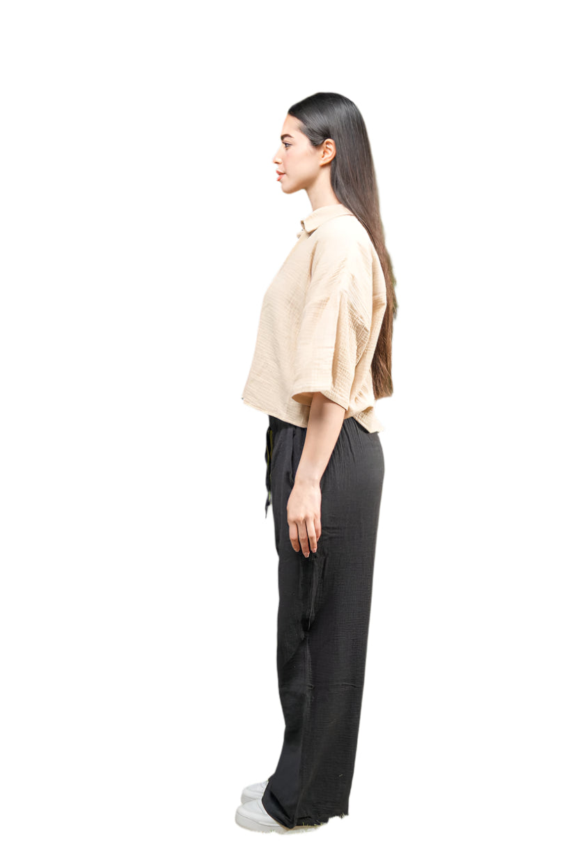 Oversized Cropped Baby Cotton Shirt