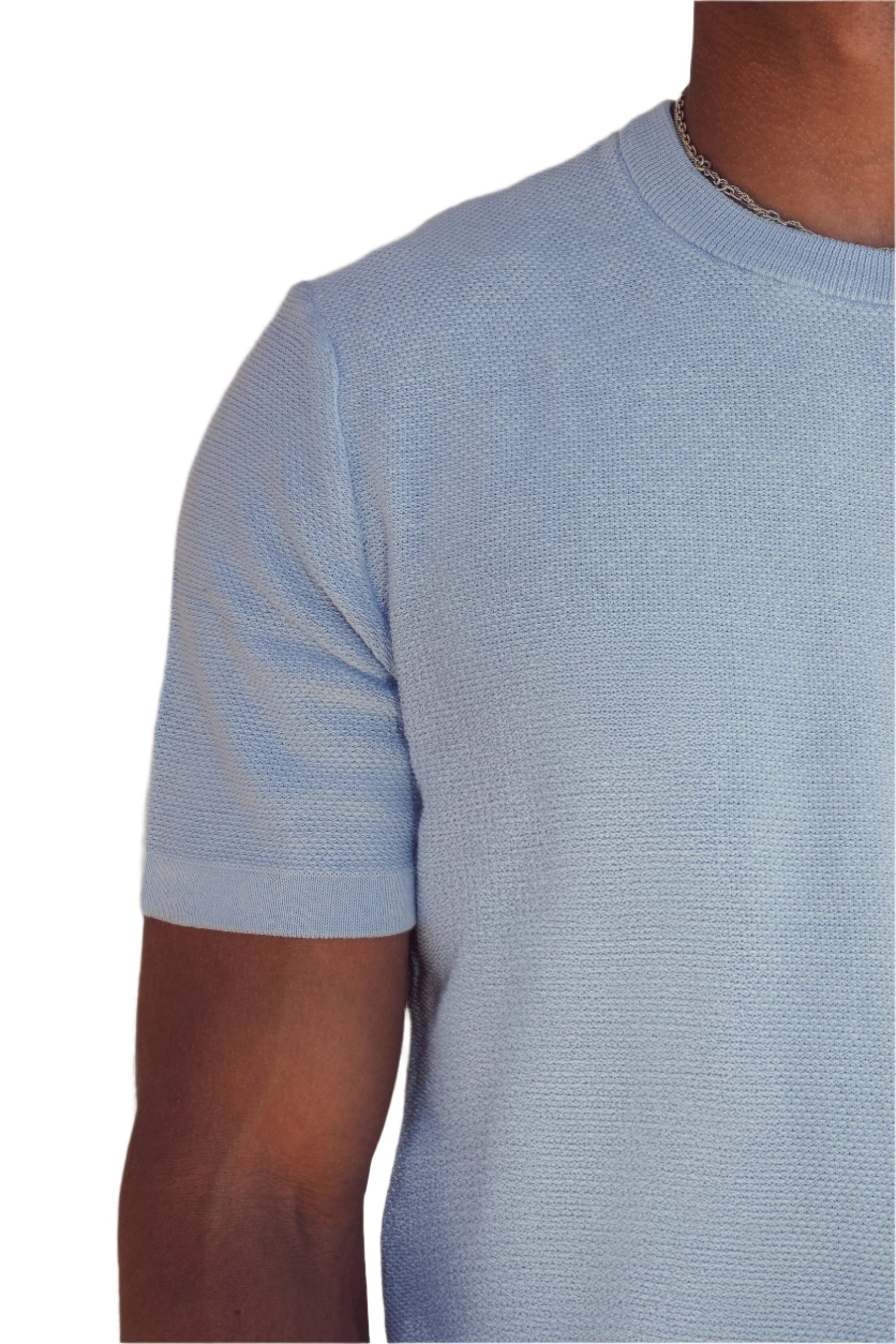 PREMIUM KNITTED TEE - SKY BLUE