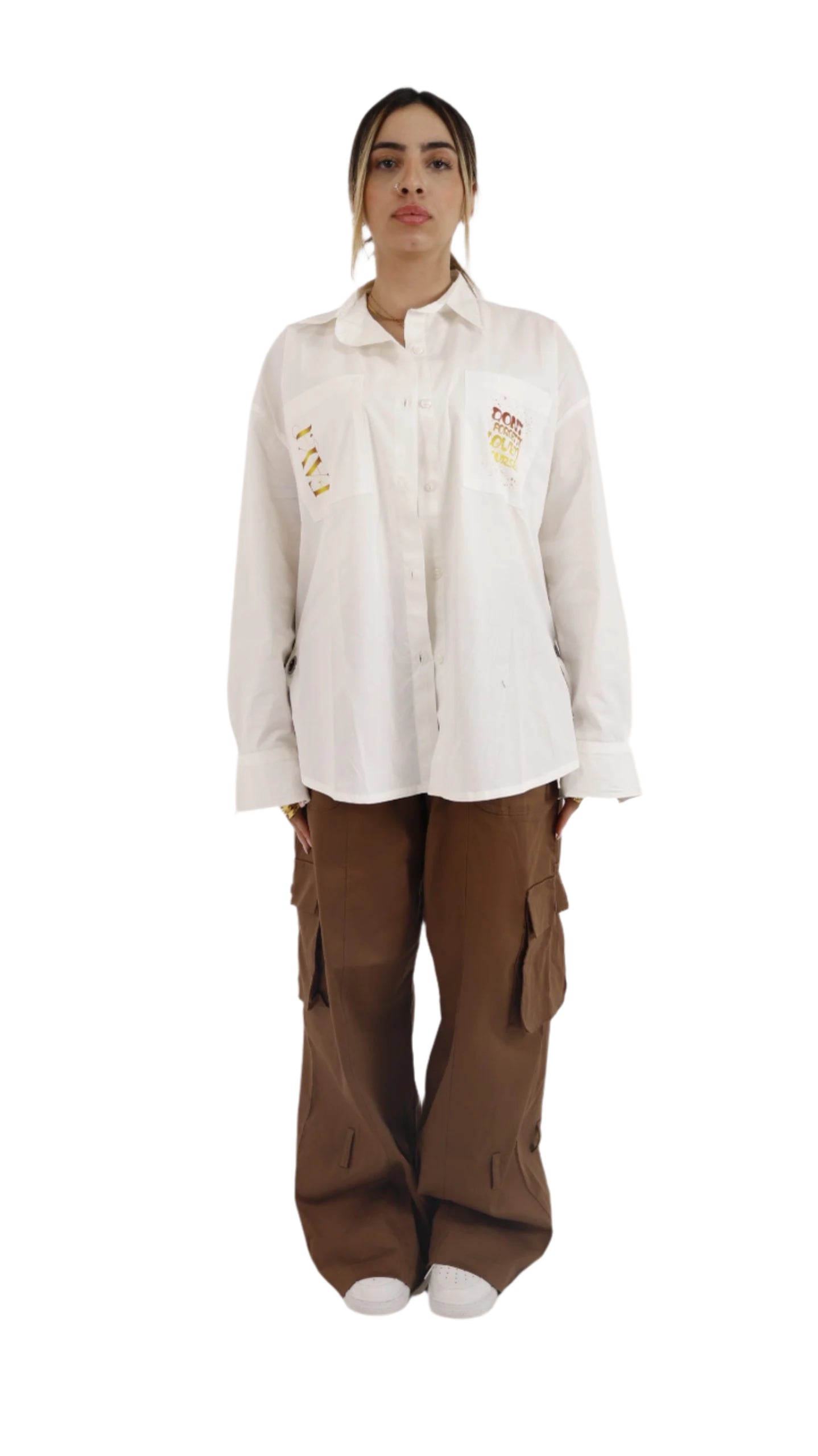 Love yourself White straps Poplin Shirt
