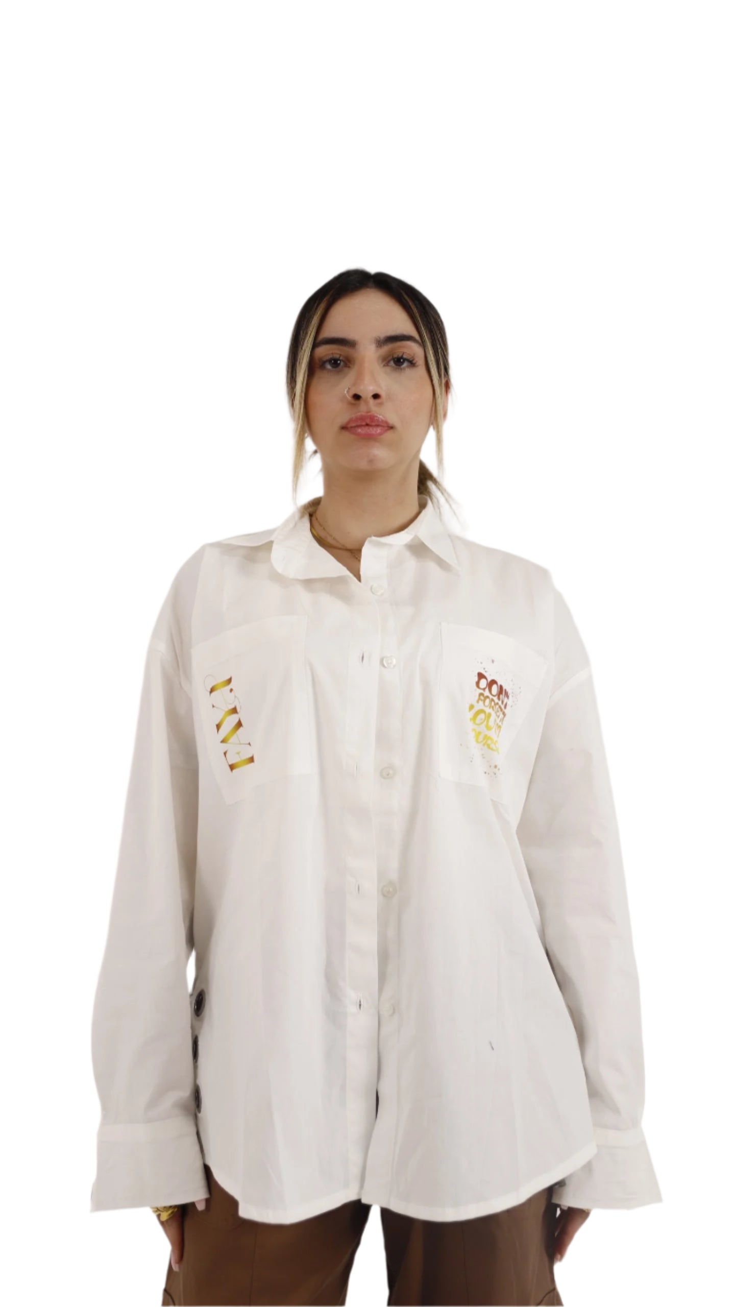 Love yourself White straps Poplin Shirt
