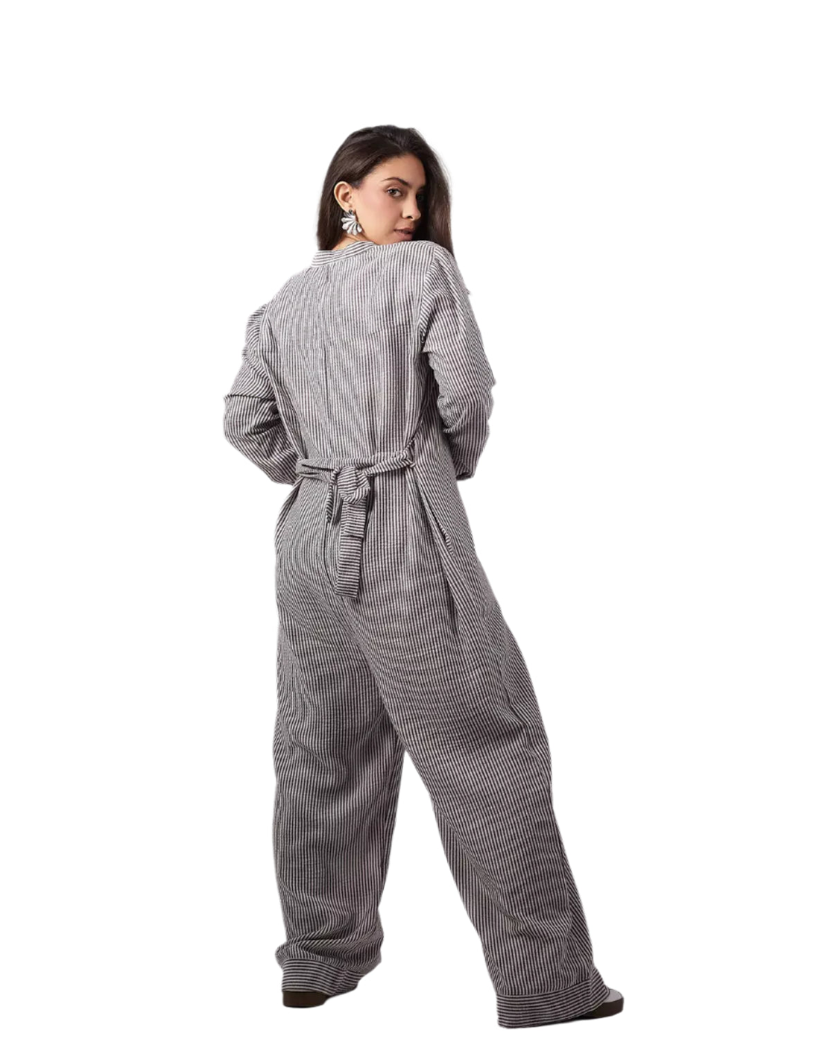 Gray striped jumpsuit