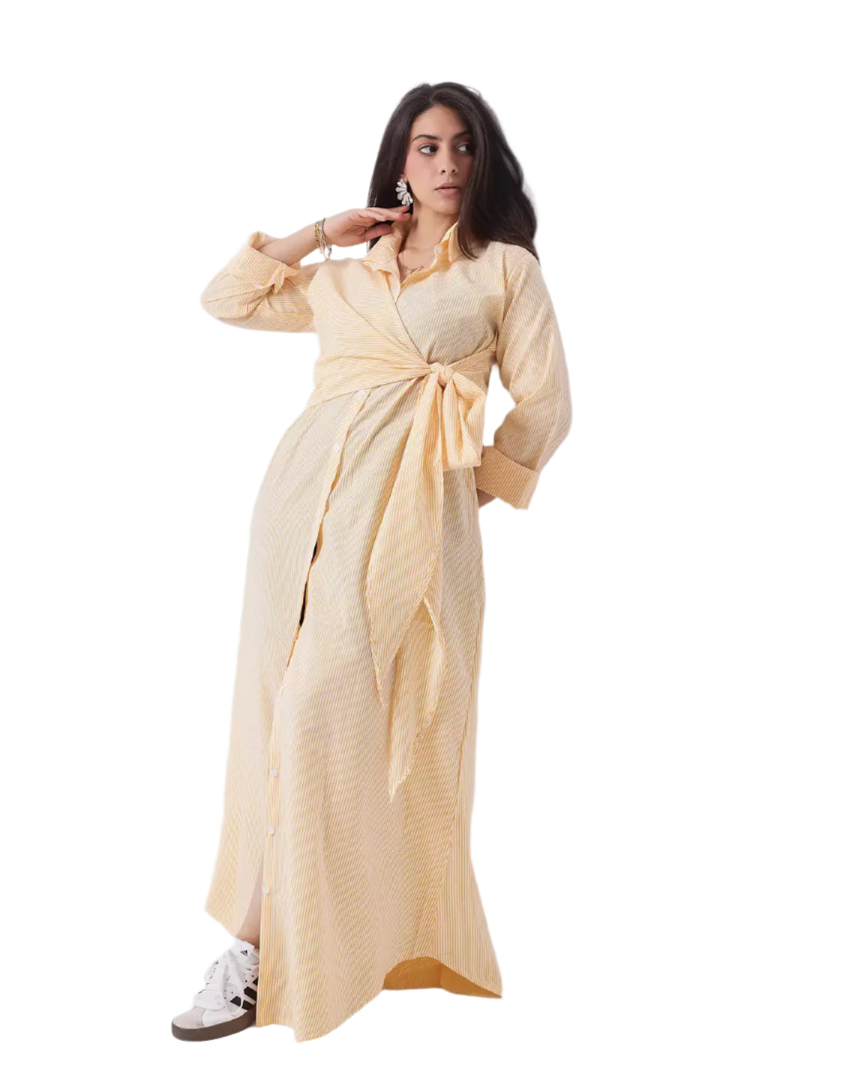 Butter yellow striped maxi dress