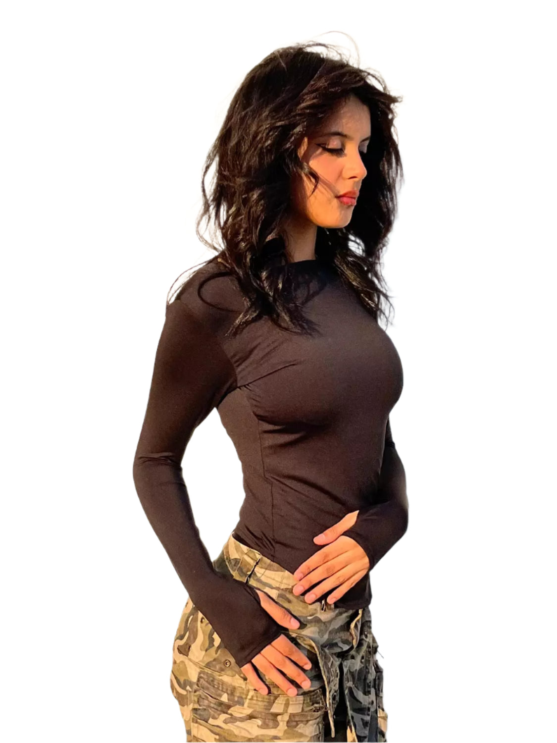 Boat neck long sleeves top