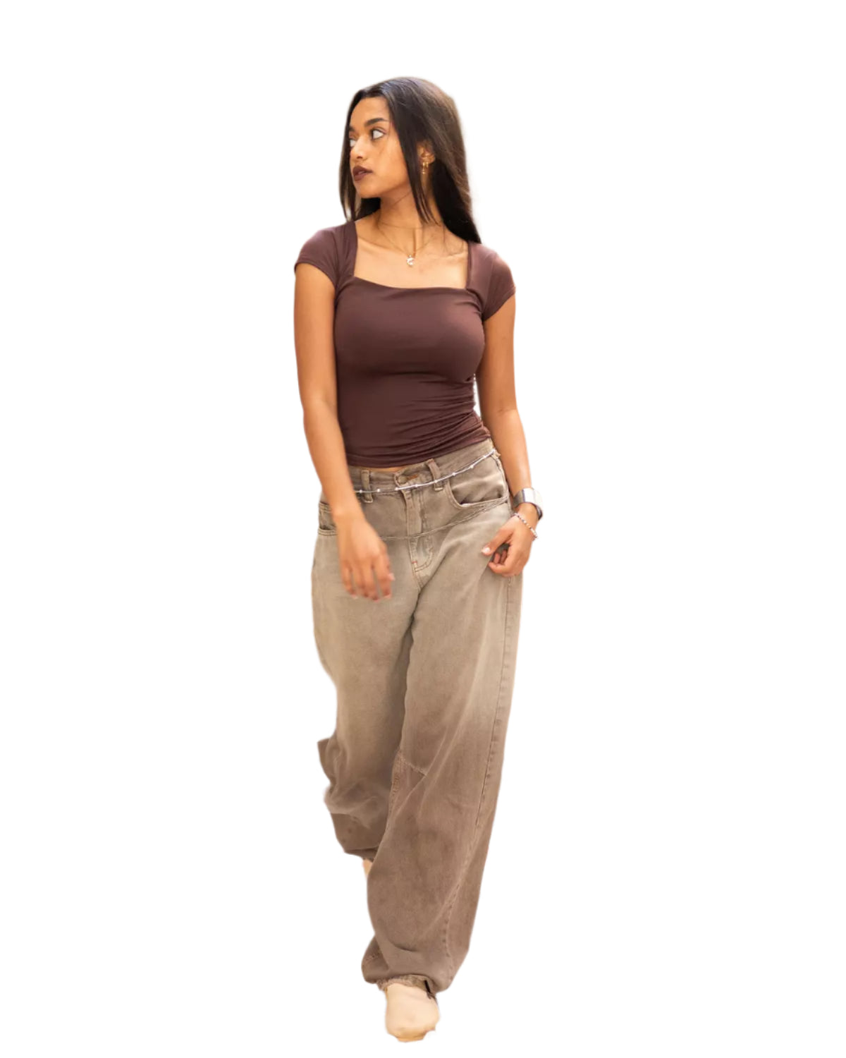 Square neck half sleeves top