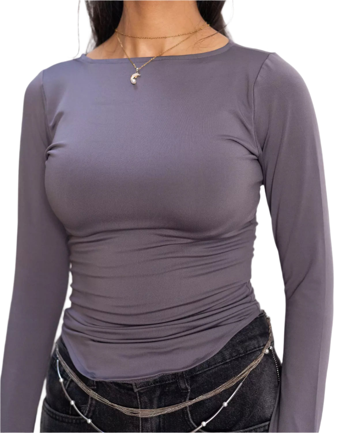 Boat neck long sleeves top