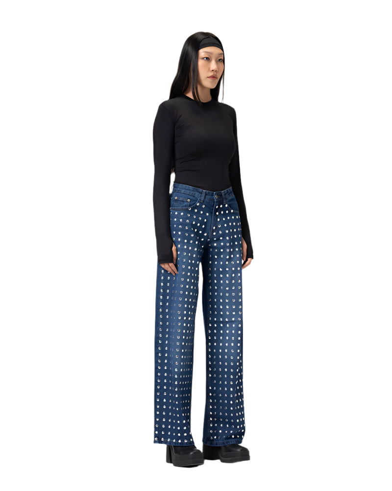 Steel-Studs Blue Pants