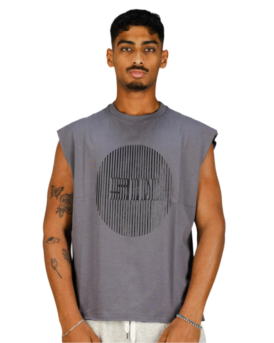 STRIPED” Charcoal Tank Top