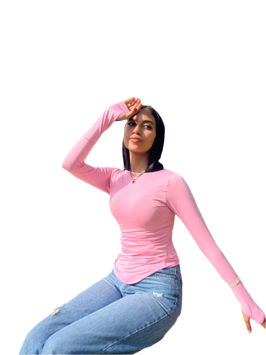 Boat neck long sleeves top