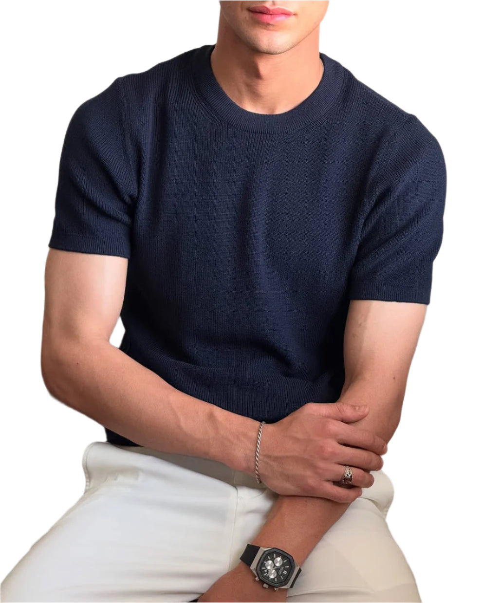 Round Knitted Cotton T-shirt