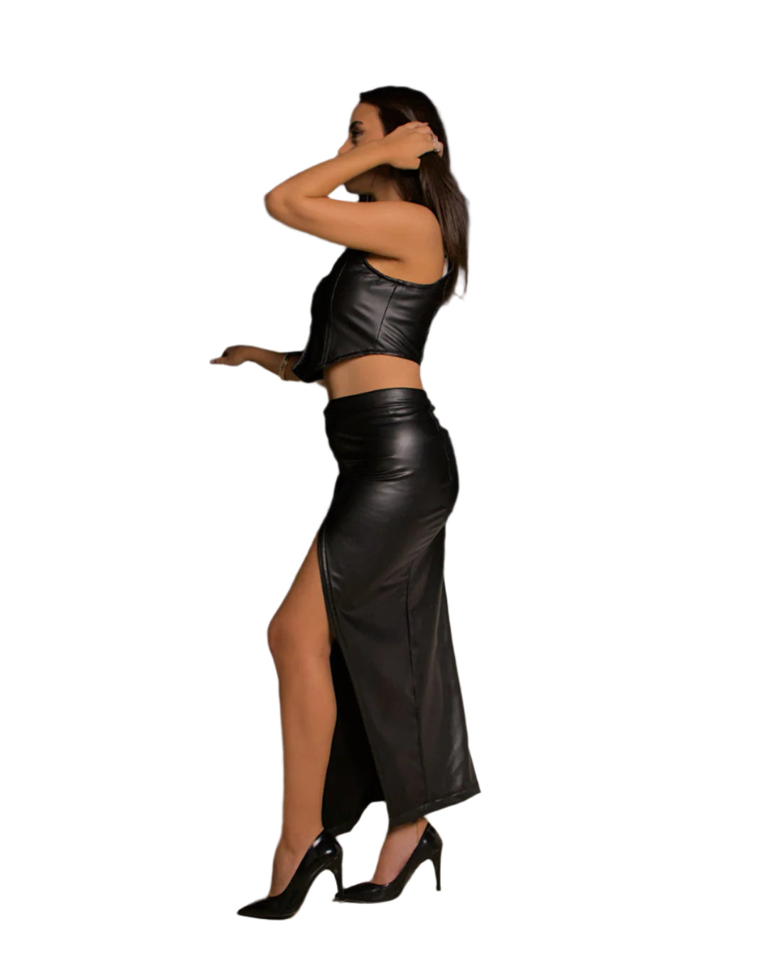 The Statement Slit Leather Skirt