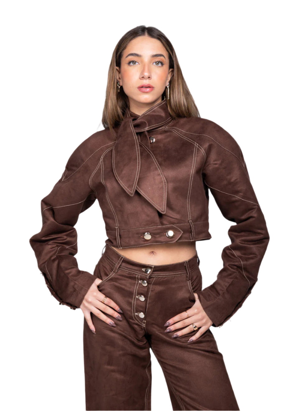 THE COCOA BROWN SUEDE SET