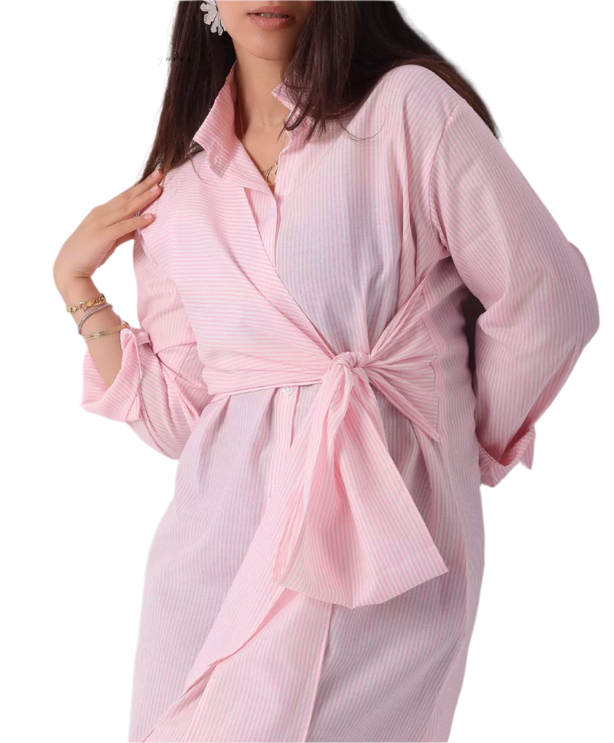 Rose pink striped maxi dress