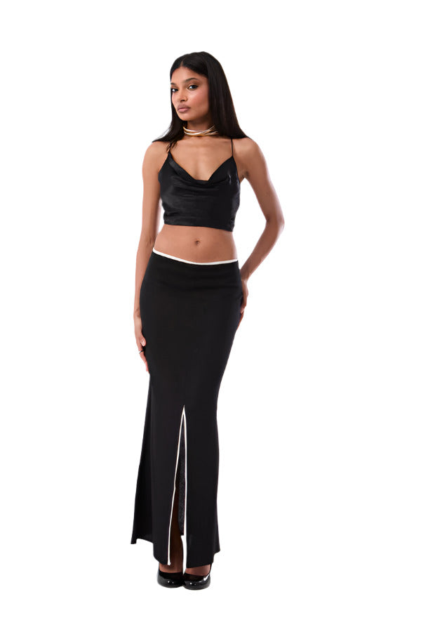 Linen Front Slit Maxi Skirt