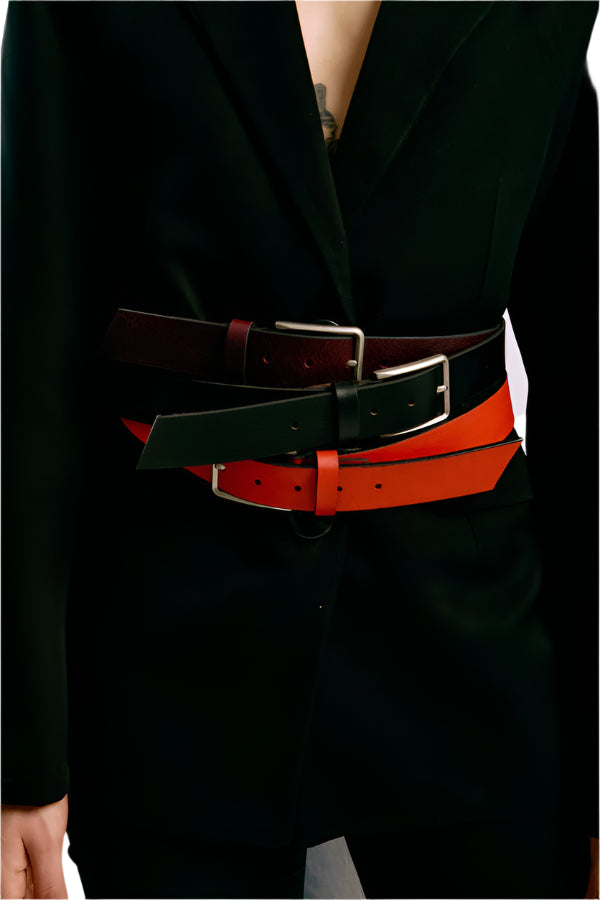 Timeless Edge Black Leather Belt with Rustic Buckle