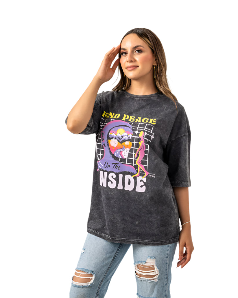 Find peace inside washed t-shirt