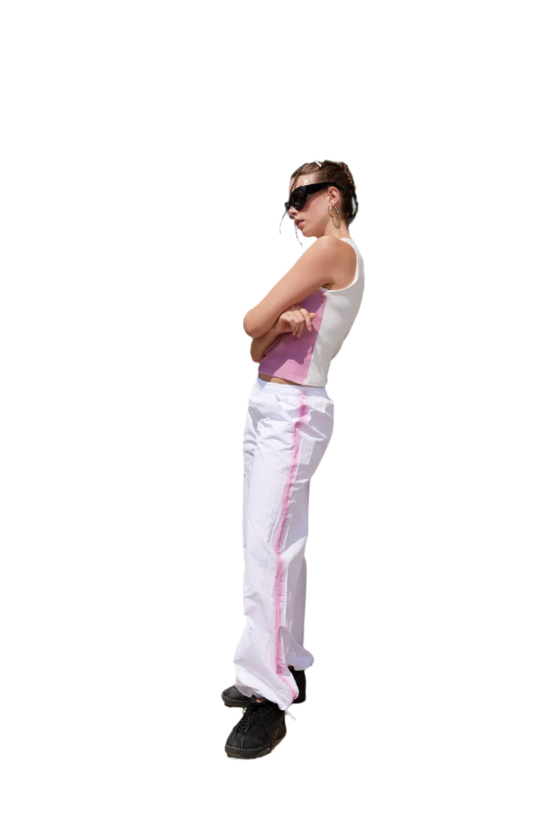 Parachute white pants "with pink lines"