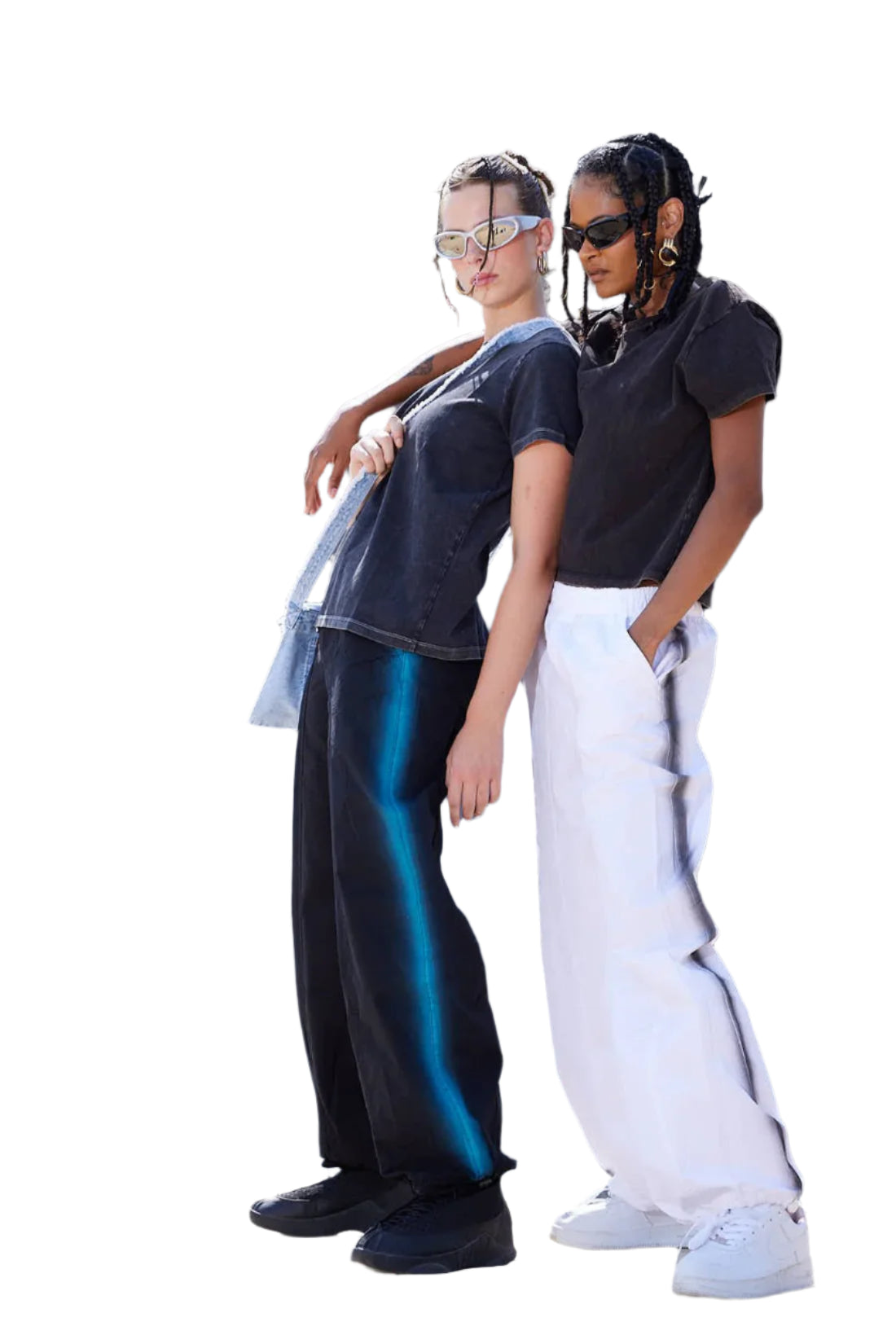 PARACHUTE PANTS IN WHITE "black lines"