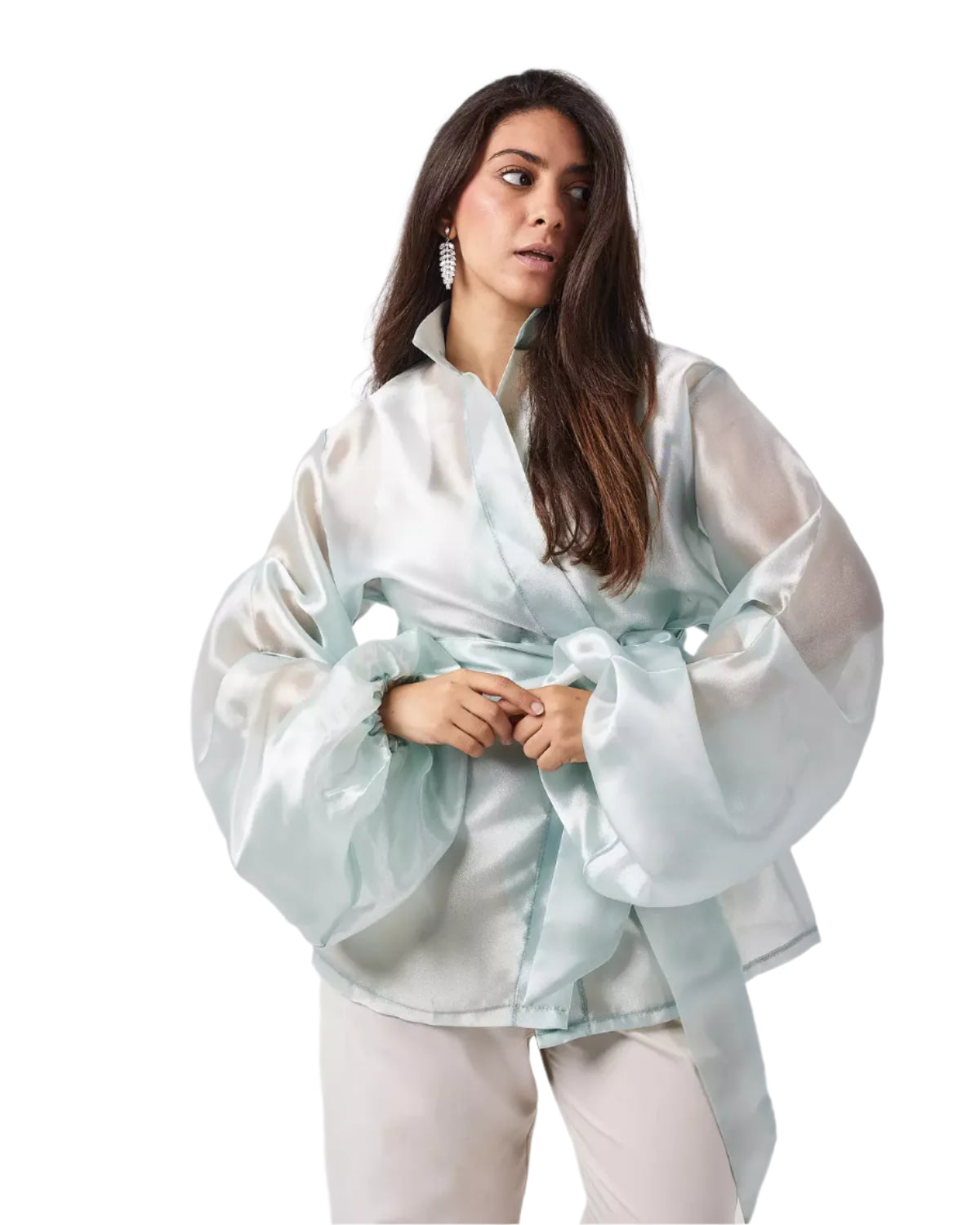 Mint green organza blouse