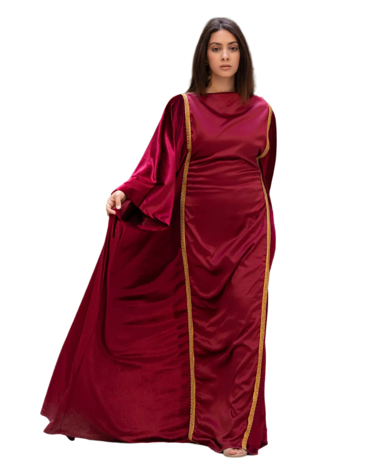 Bergandy velvet Abaya