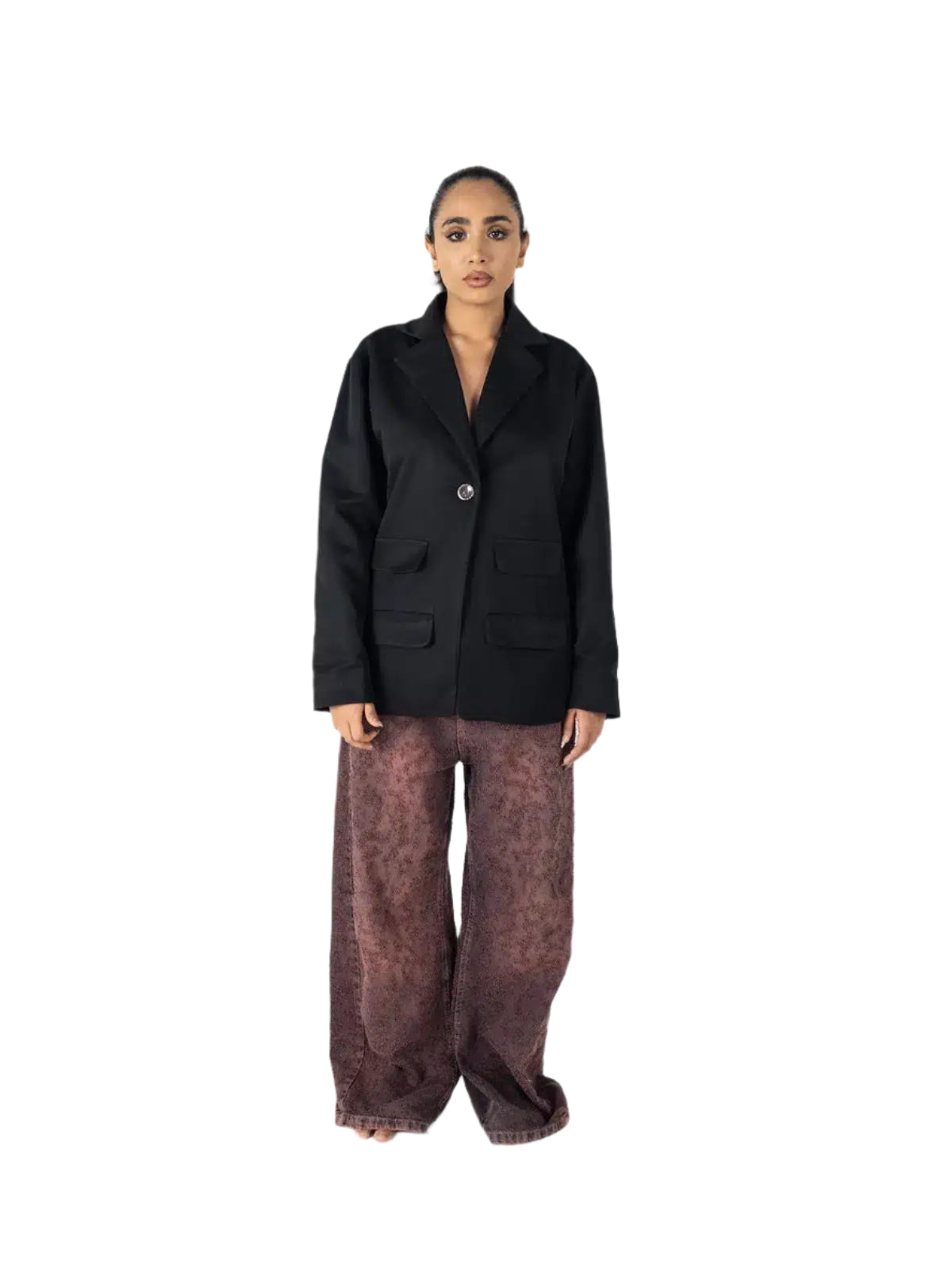 Black Oversized Blazer – Structured Longline Jacket for Women