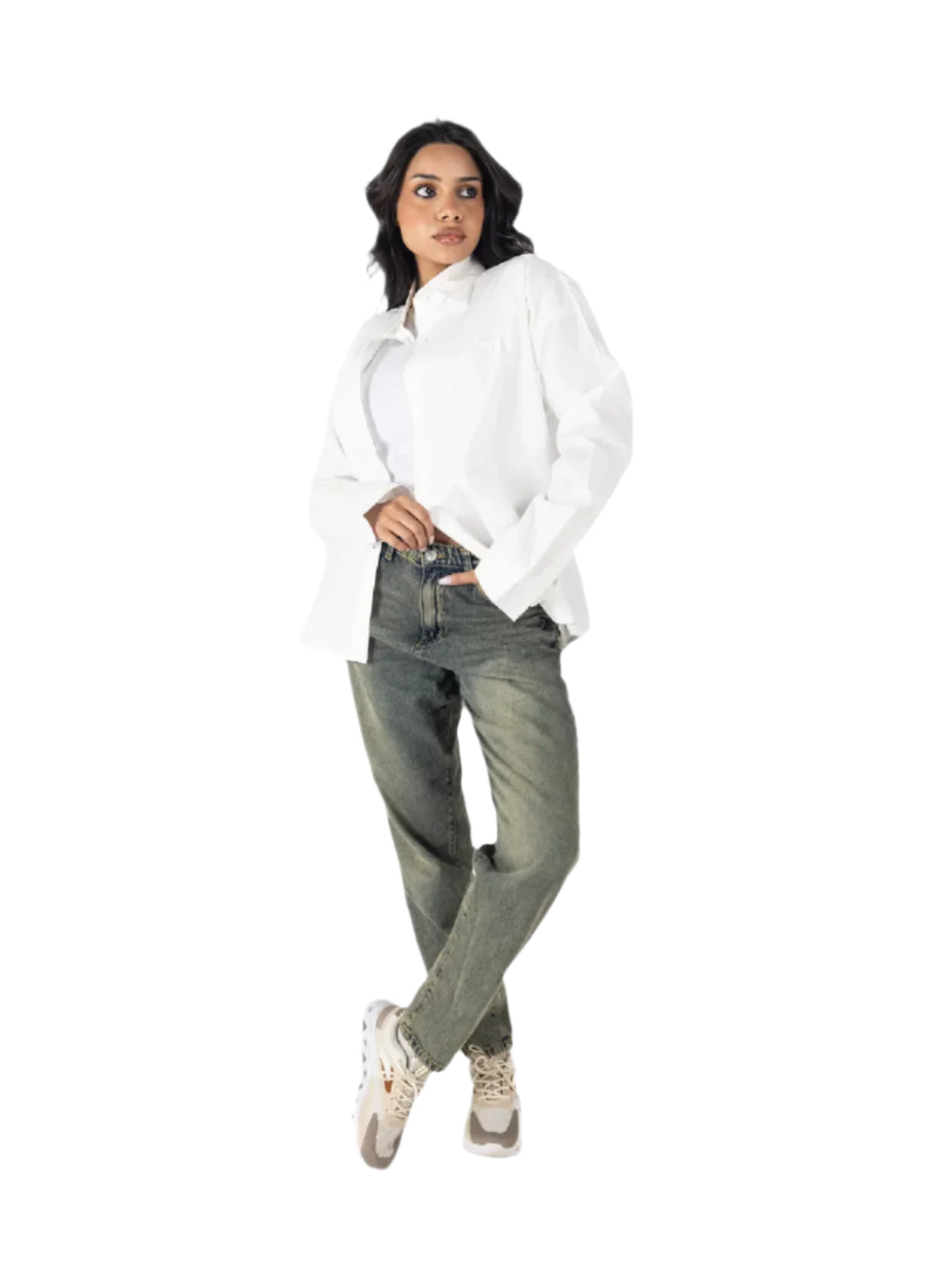 white women oversized , edgy cotton shirt