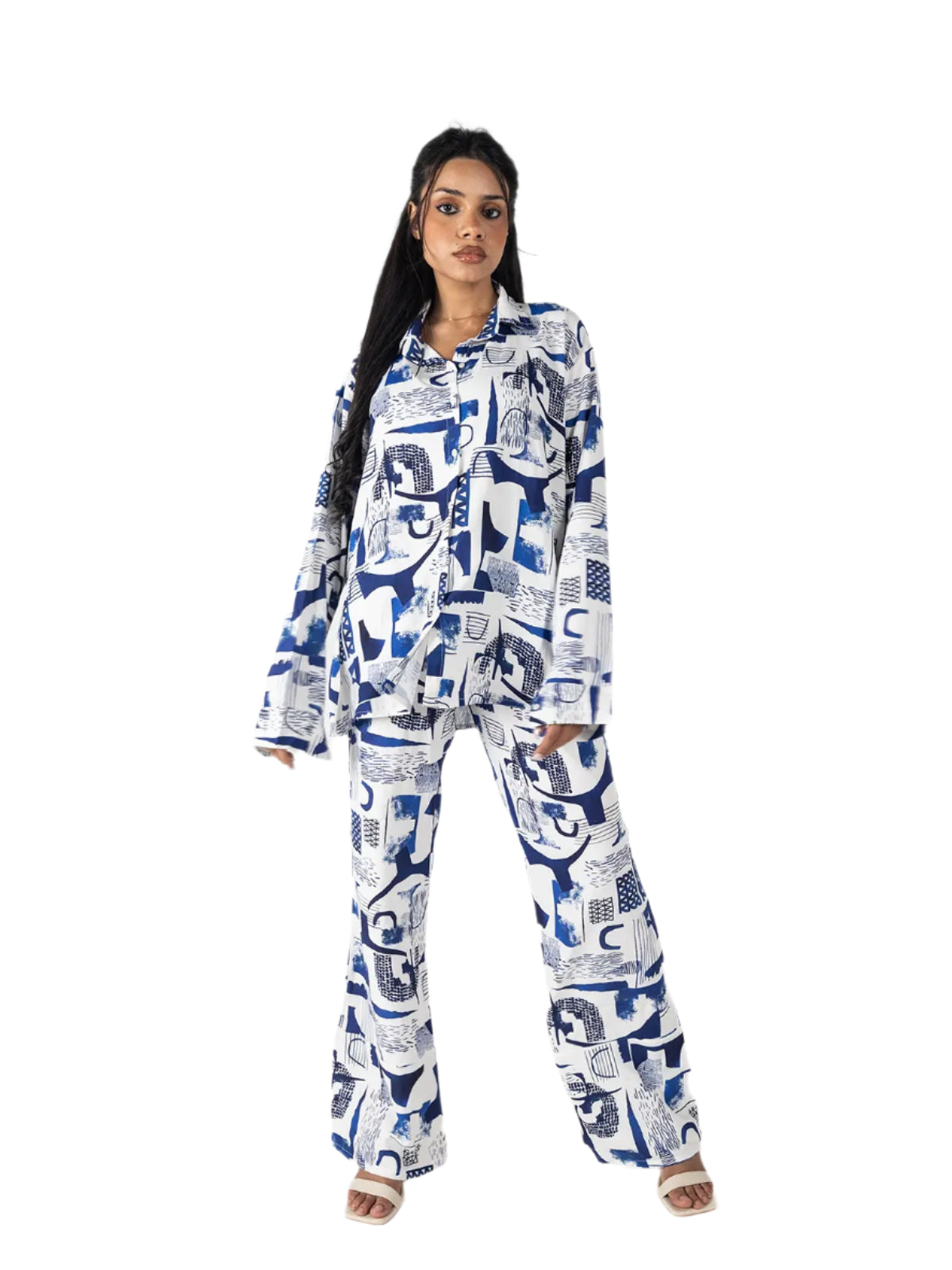 Abstract Blue & White Co-ord Set