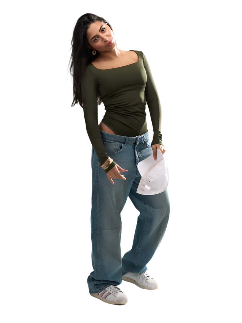 Square Neck Full Sleeve Bodysuit