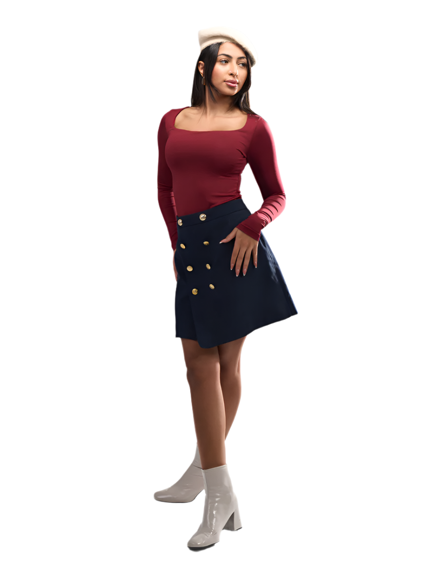 Square Neck Full Sleeve Bodysuit