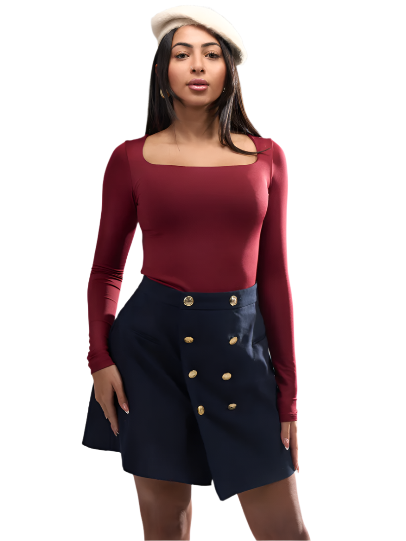 Square Neck Full Sleeve Bodysuit