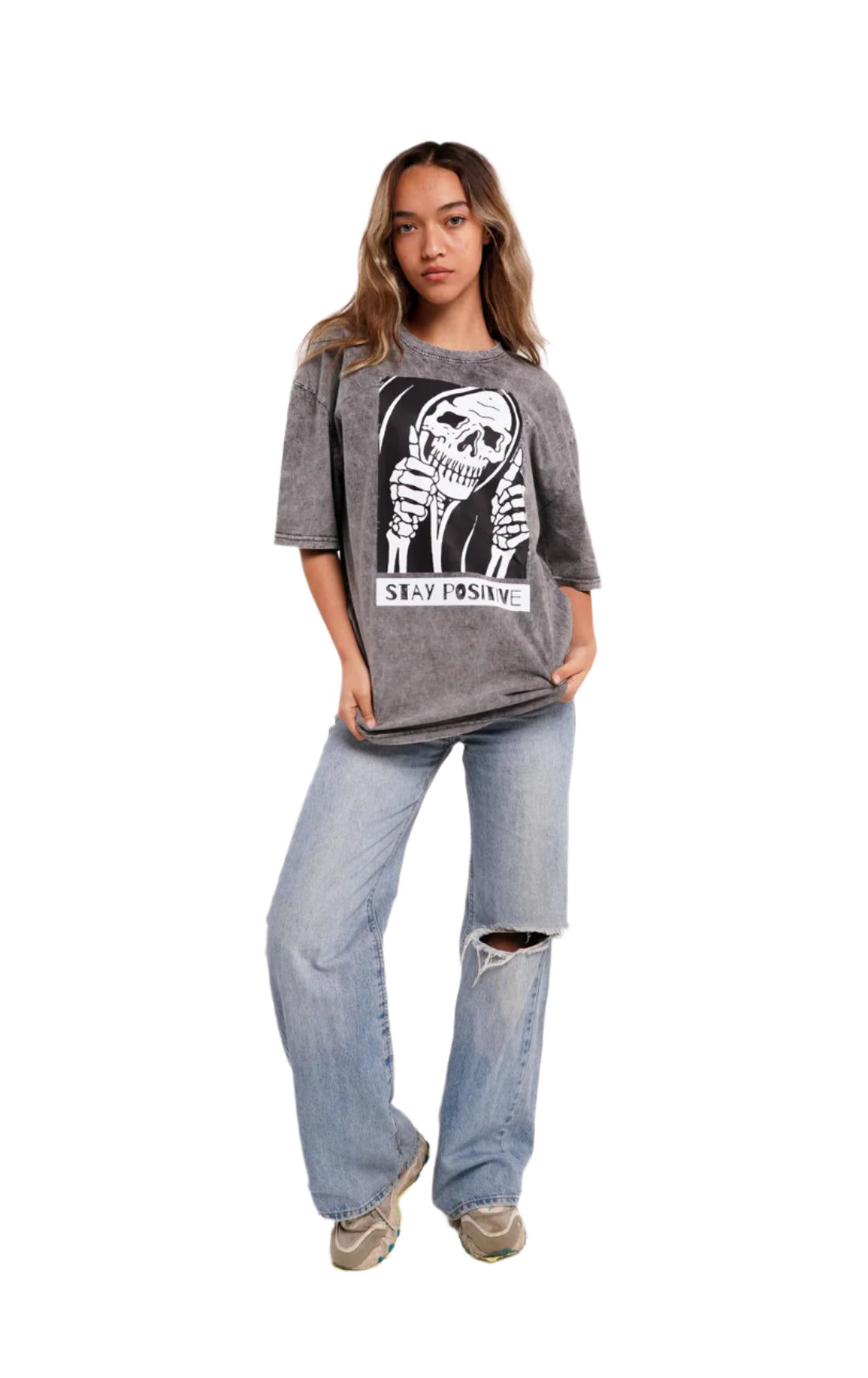Stay postive washed t-shirt