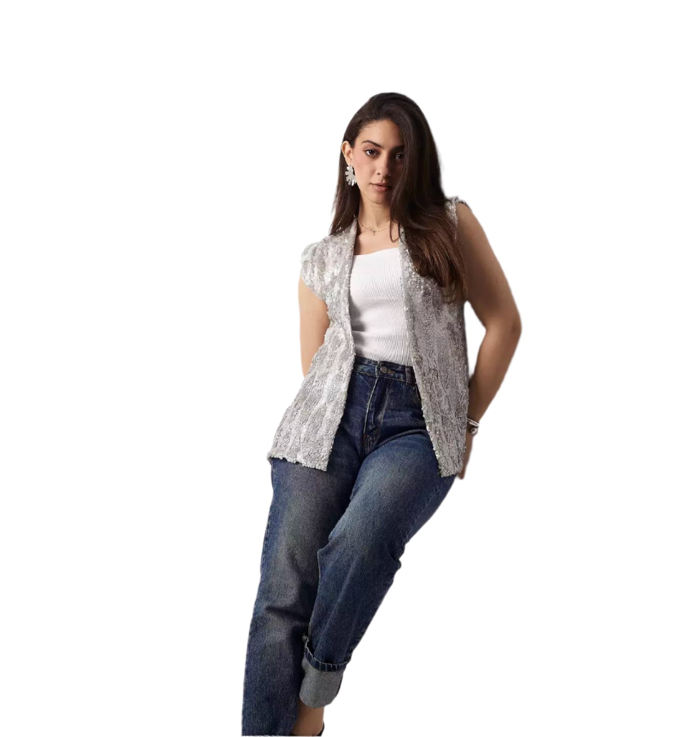 Silver Sequined vest