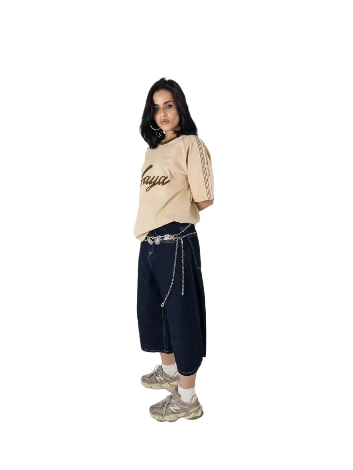 Oversized Logo Tee – Sand Beige