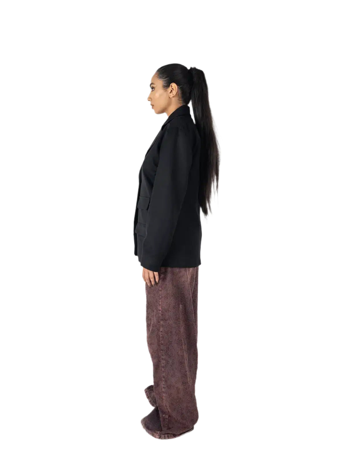 Black Oversized Blazer – Structured Longline Jacket for Women