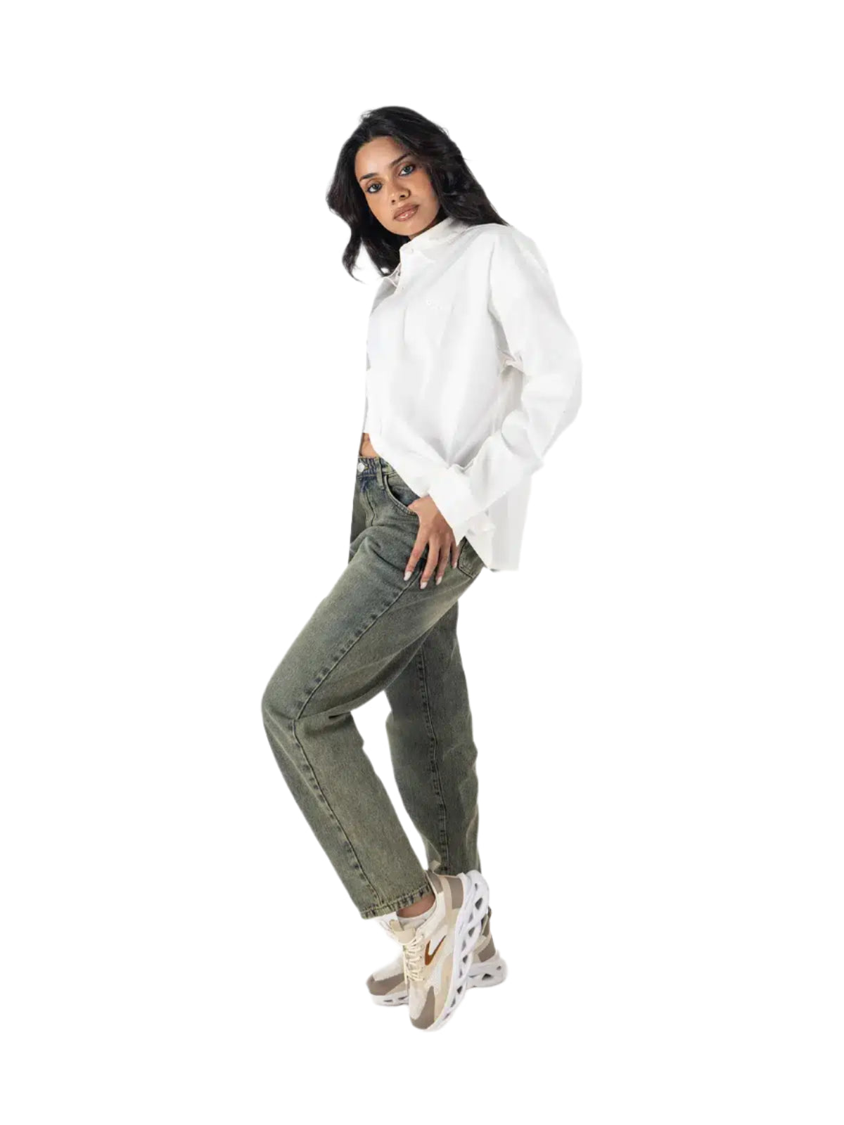 white women oversized , edgy cotton shirt