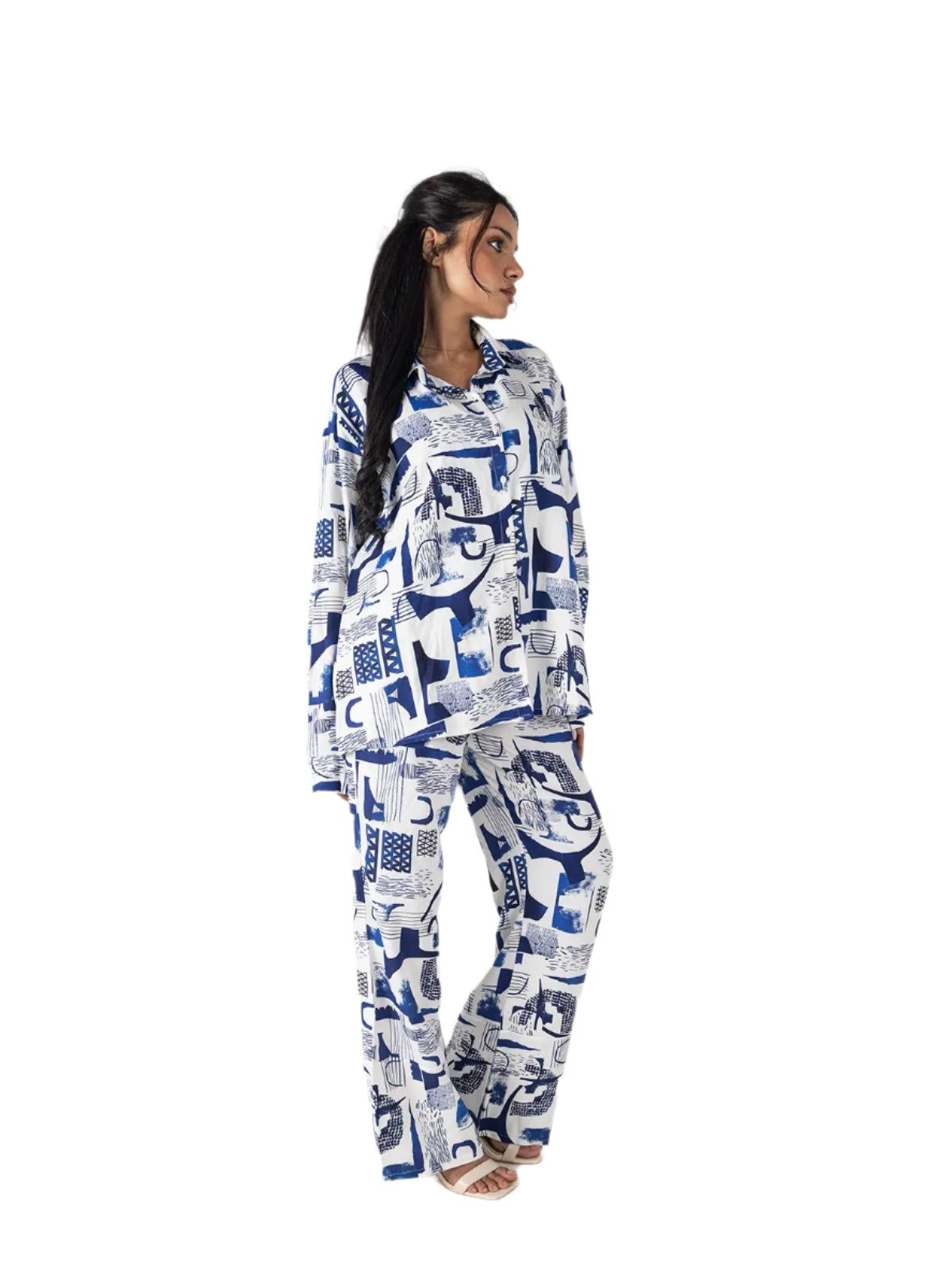 Abstract Blue & White Co-ord Set