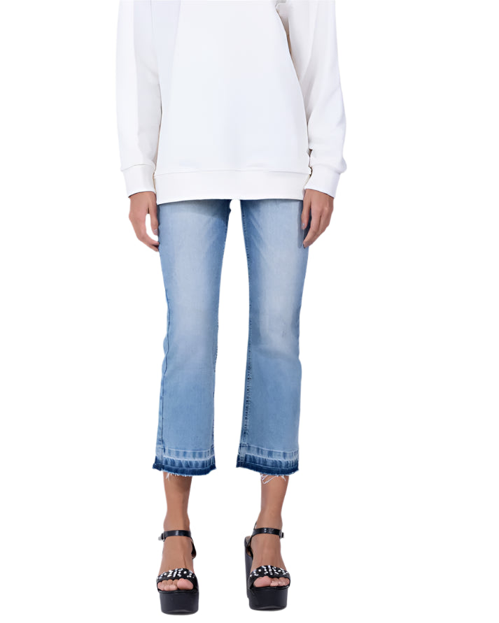 Cropped Flare Denim Pants