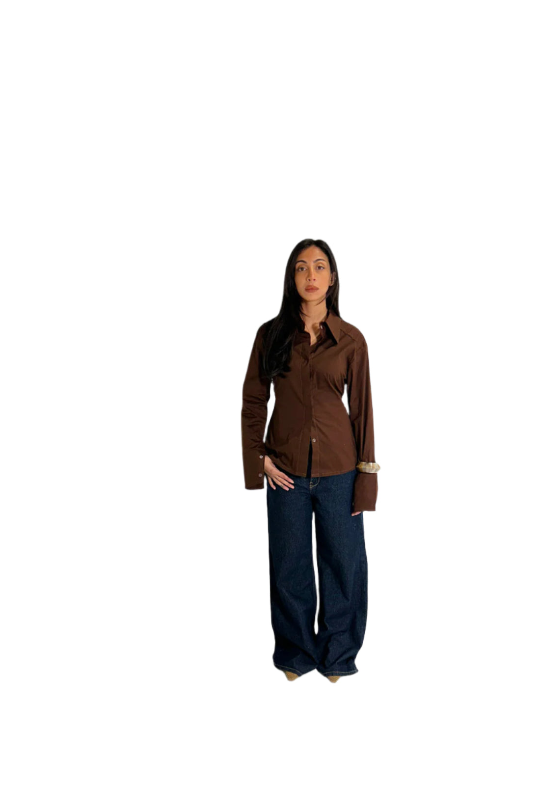Poplin Collared Brown Shirt