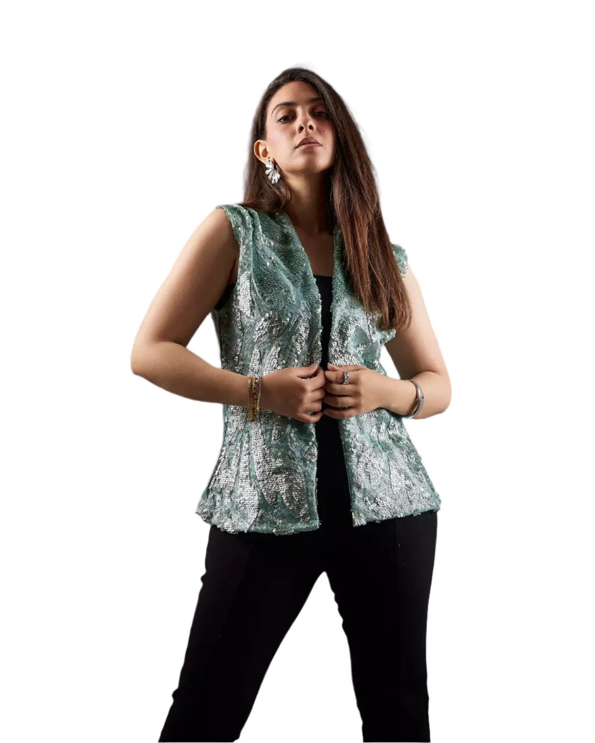 Mint green sequined vest