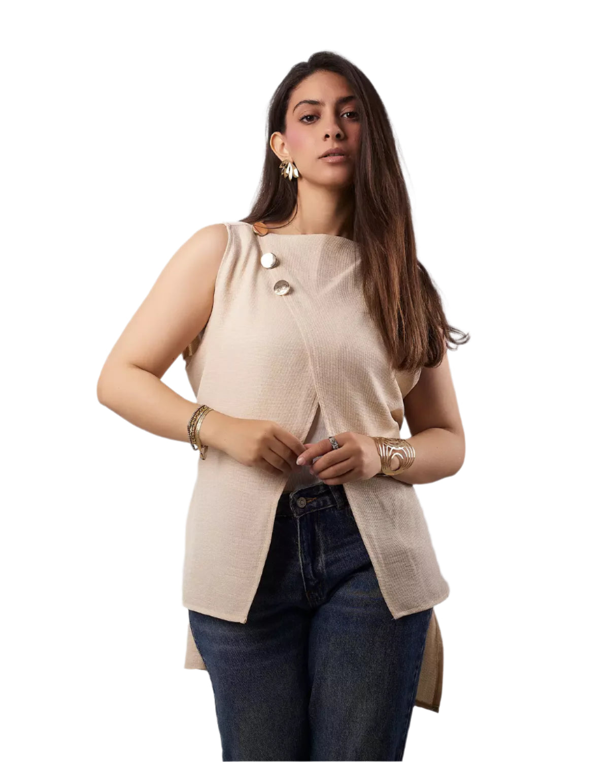 Biege wrap blouse