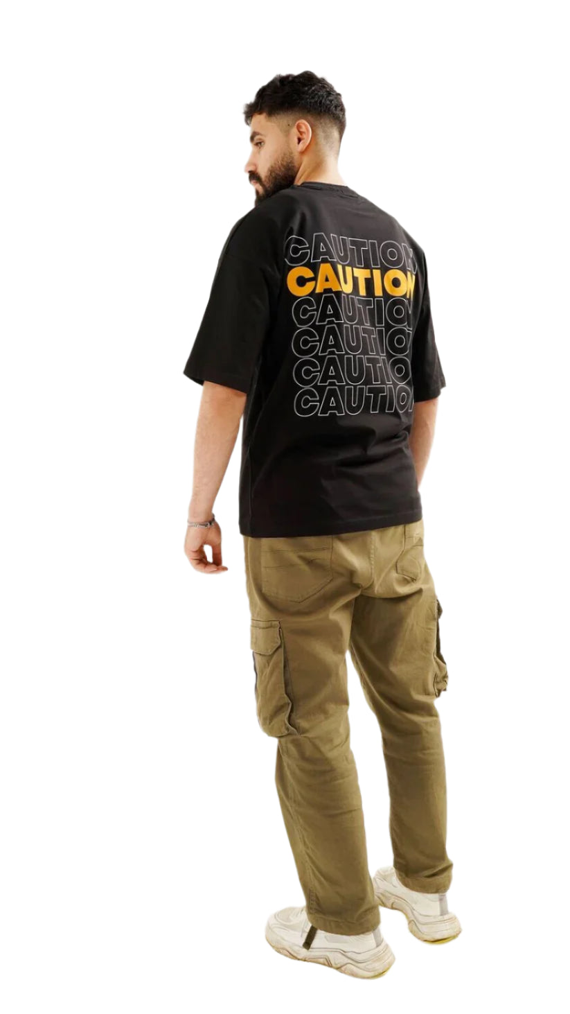 caution black t-shirt