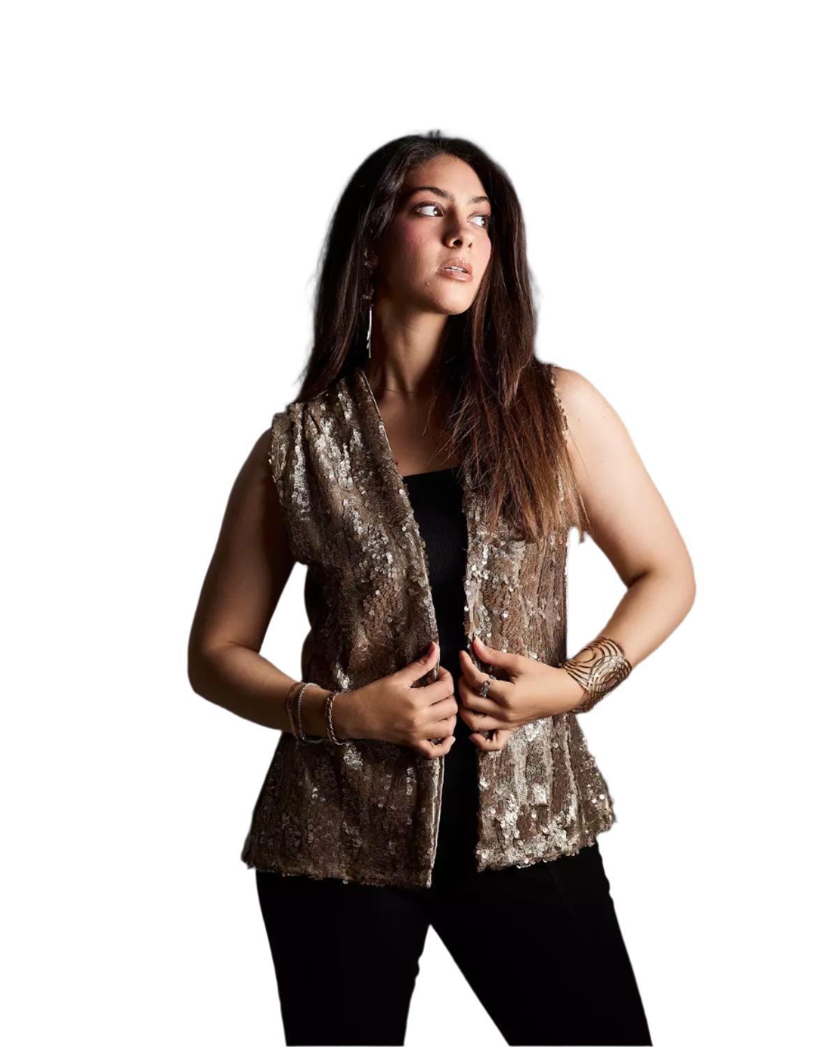 Bronze metallic sequined vest