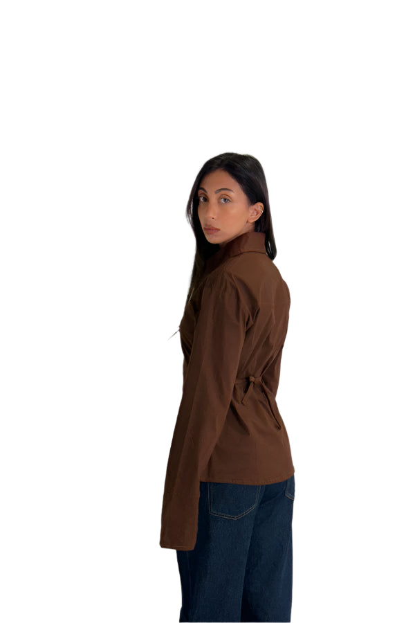 Poplin Collared Brown Shirt