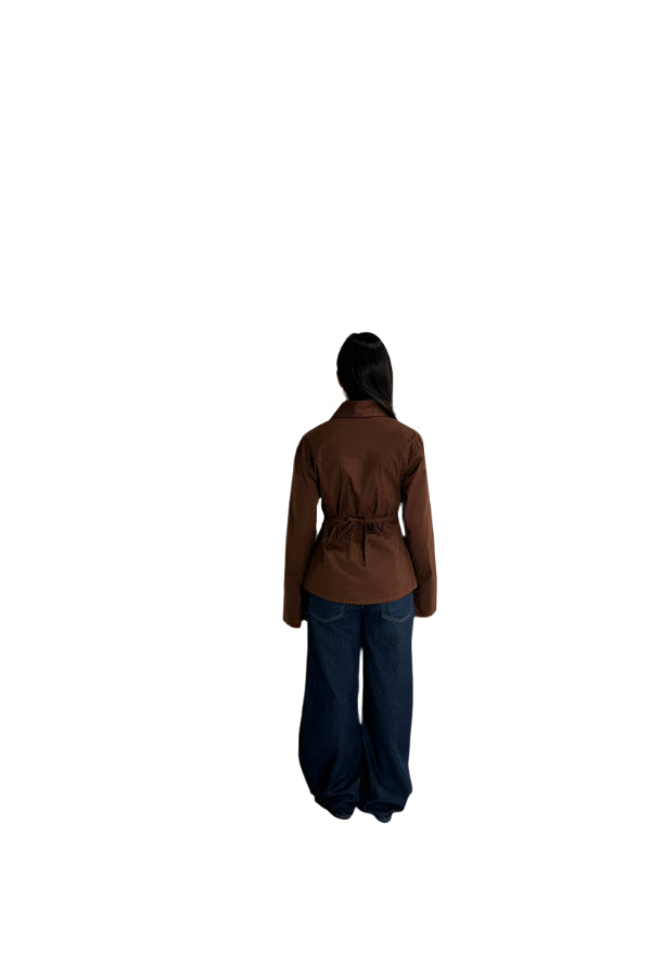 Poplin Collared Brown Shirt
