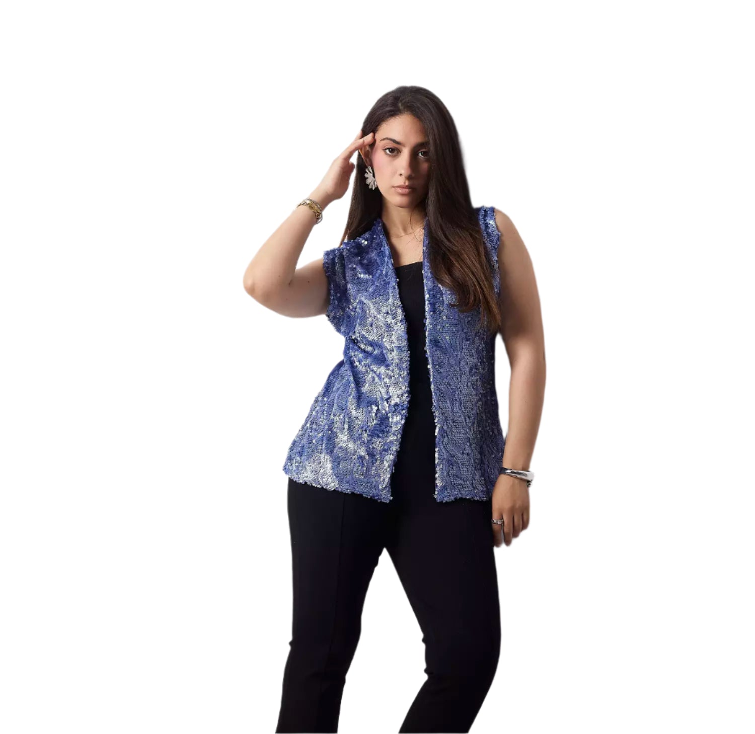 Blue sequined vest