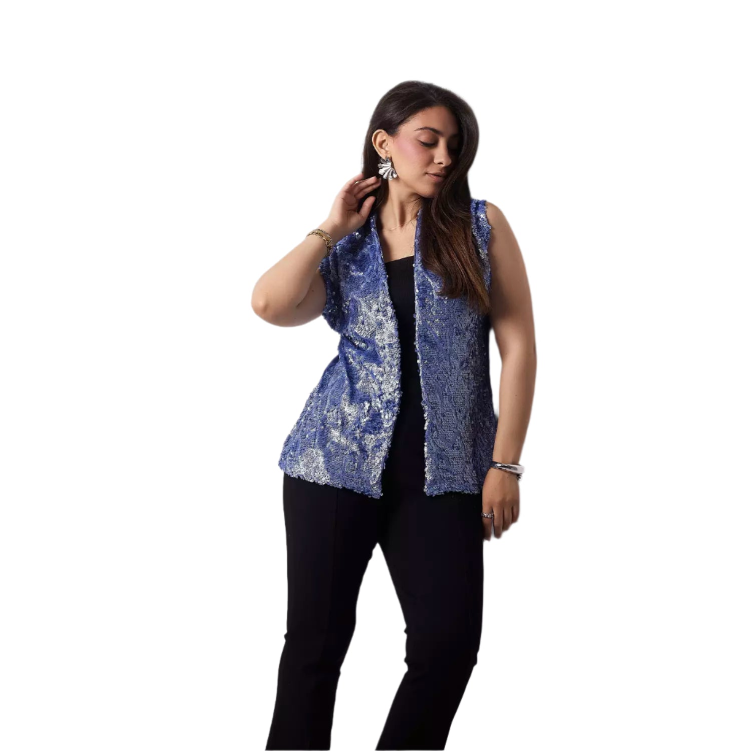 Blue sequined vest