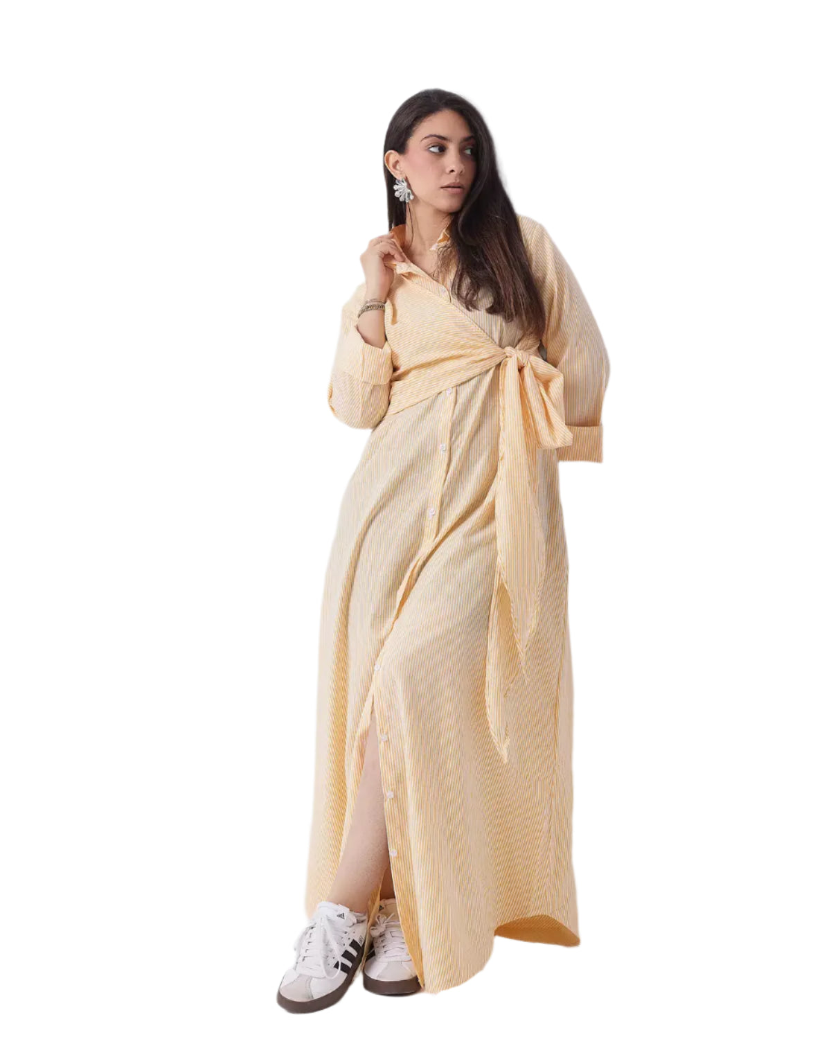 Butter yellow striped maxi dress