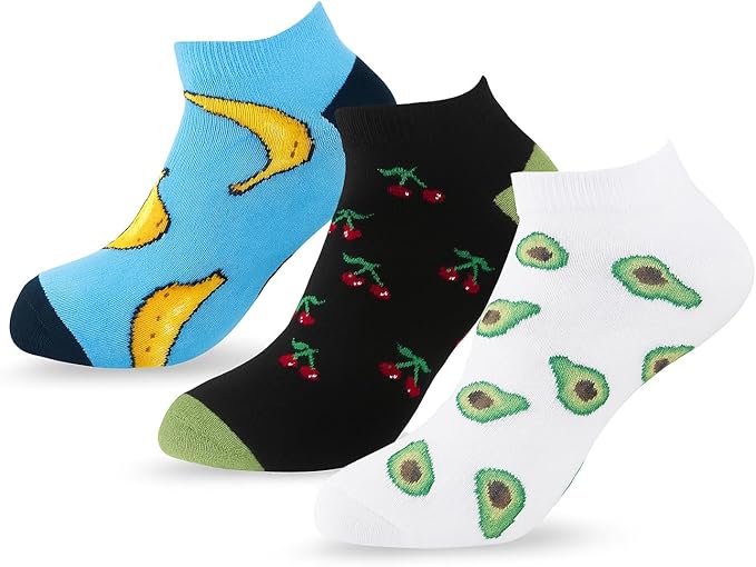 Socks Set Of 3 Ankle Fruit Pattern Sock men Multi Color